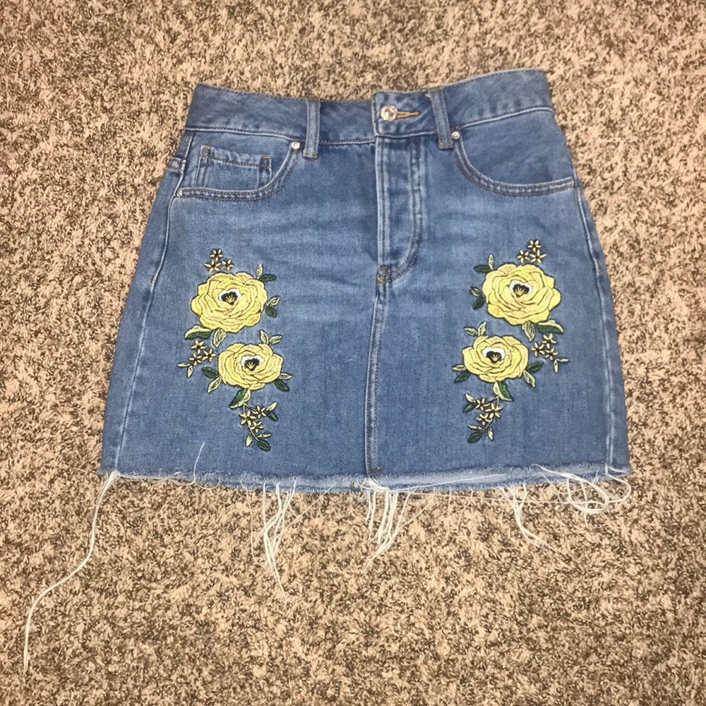 Embroidered Denim Skirt